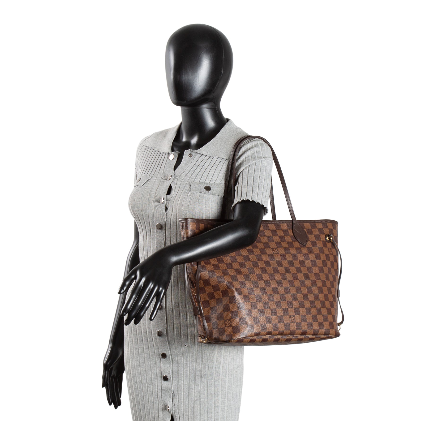 LOUIS VUITTON Damier Ebene Neverfull MM w/ pouch OUTLET FINAL SALE