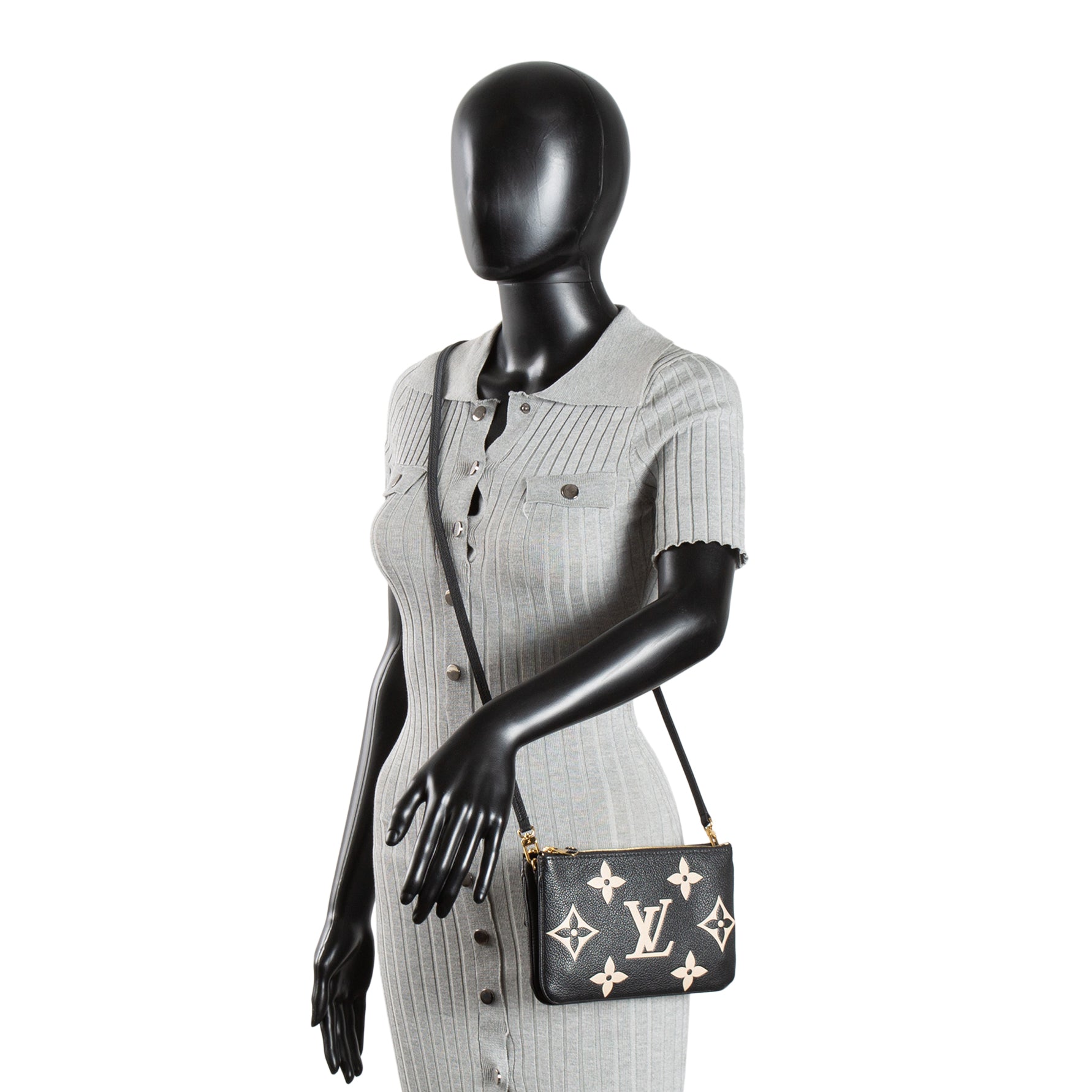 LOUIS VUITTON Giant Monogram Empreinte Double Zip Pochette - Bicolor