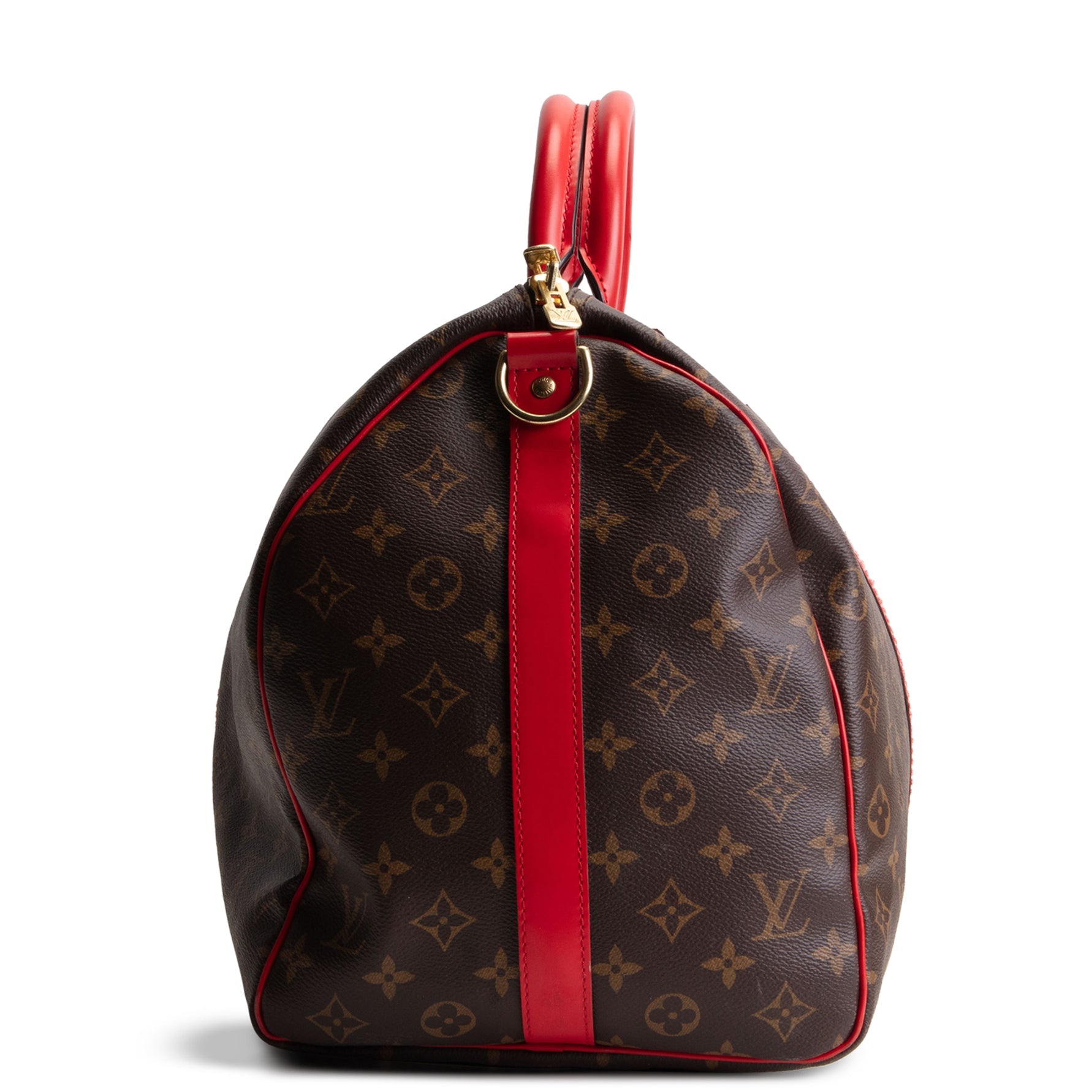 LOUIS VUITTON Keepall Bandouliere 50 Monogram w/ Red