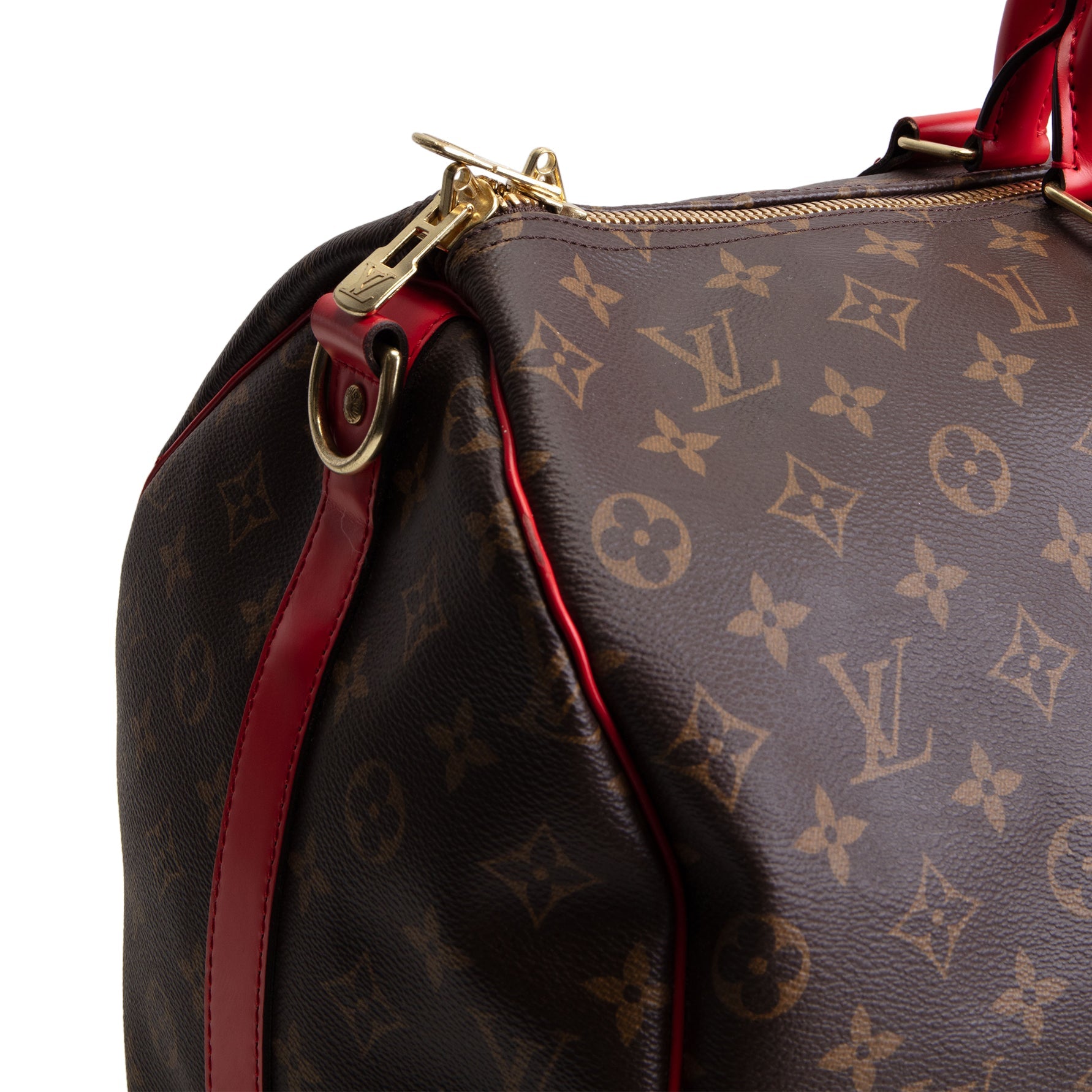 LOUIS VUITTON Keepall Bandouliere 50 Monogram w/ Red