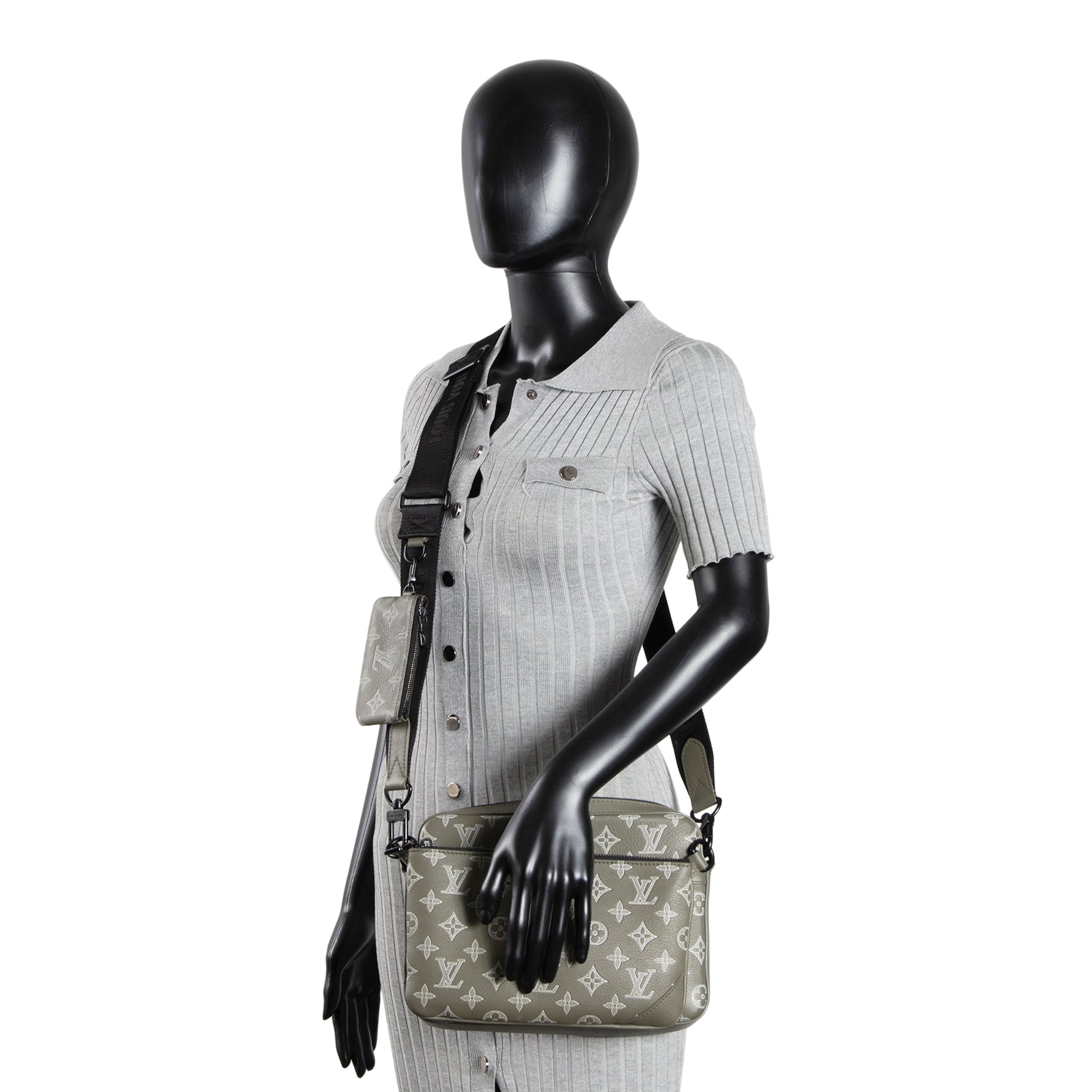 LOUIS VUITTON Shadow Monogram Trio Messenger - Olive Green