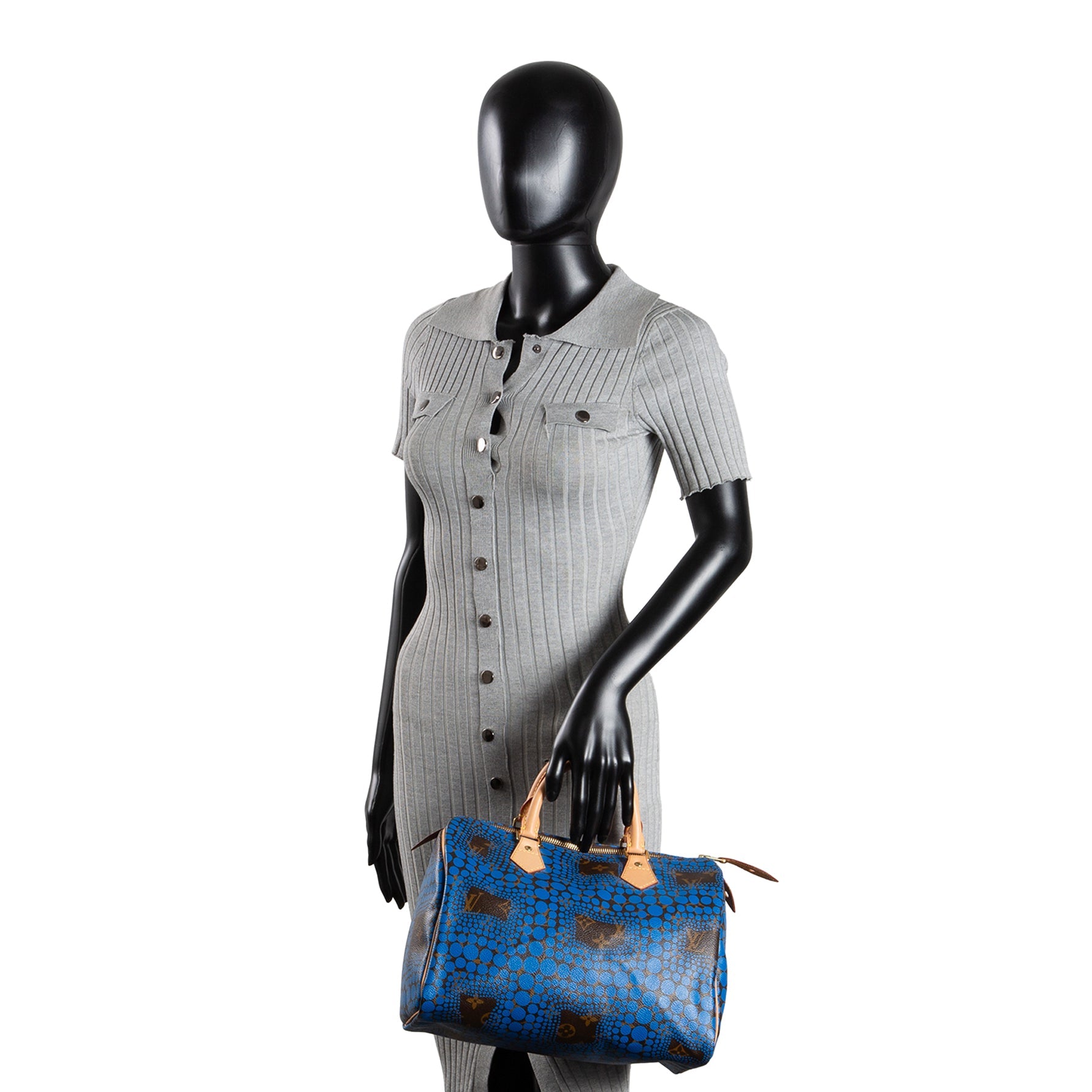 LOUIS VUITTON x Yayoi Kusama Blue Infinity Dots Monogram Speedy 30