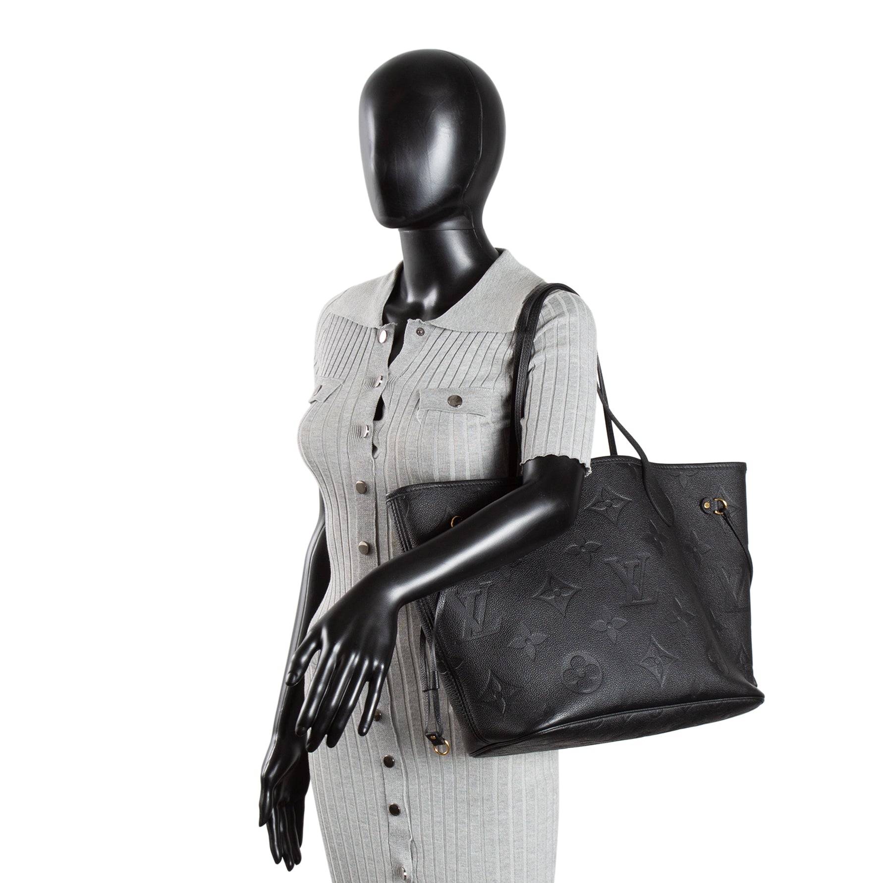 LOUIS VUITTON Giant Monogram Empreinte Neverfull MM - Black