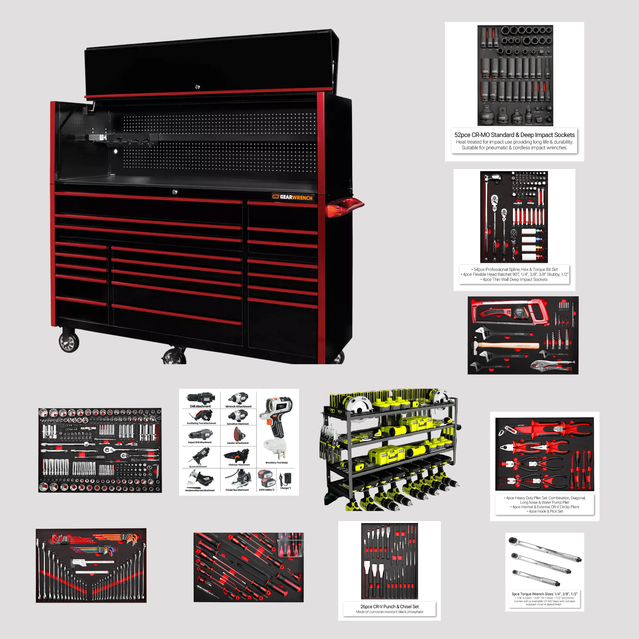 Master Mechanic's Deluxe Workshop: 20-Drawer Rolling Cabinet with Top Chest and Comprehensive 990-Tool Kit