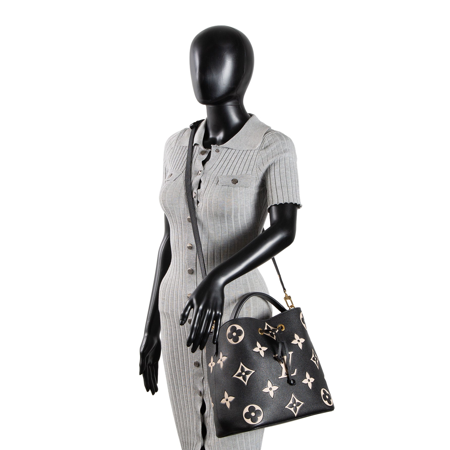 LOUIS VUITTON Bicolor Empreinte Neonoe MM - Black/Beige