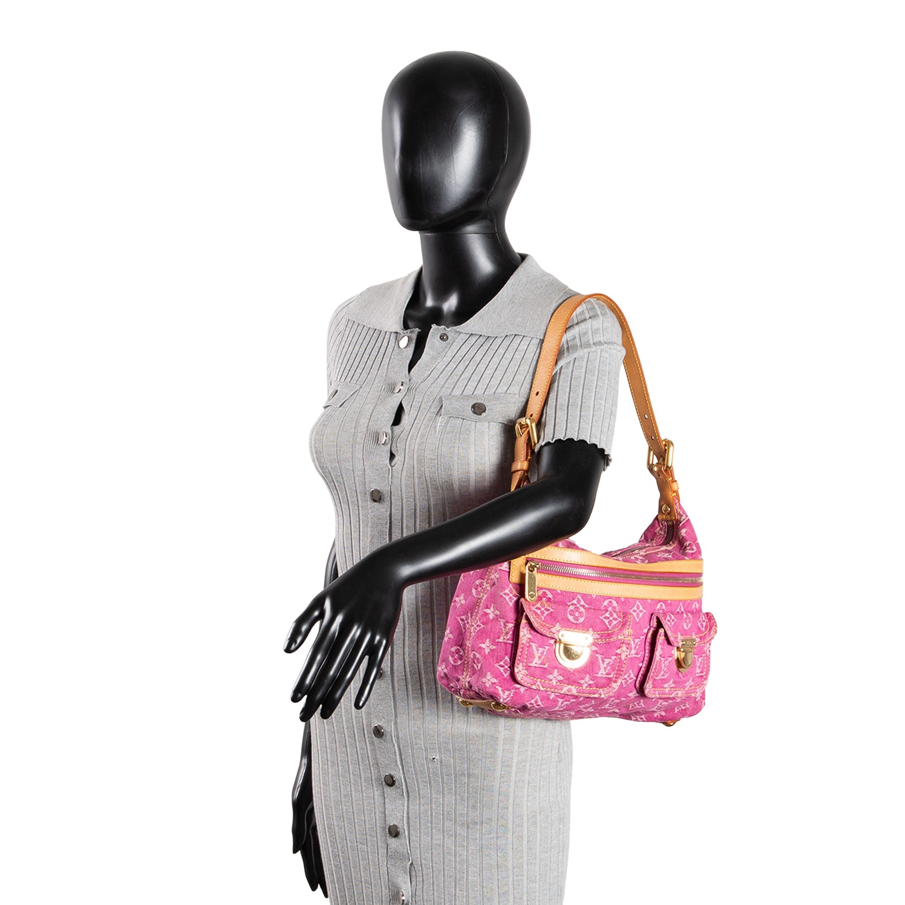 LOUIS VUITTON Vintage Monogram Denim Baggy PM - Pink